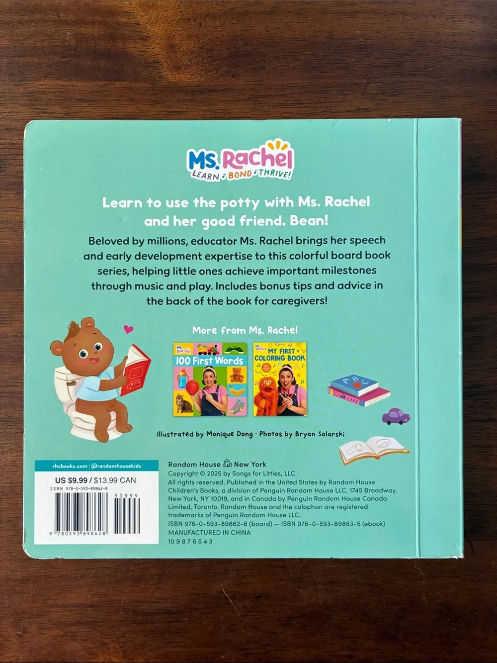 Ms. Rachel “Potty Time with Bean” Children's Board Book